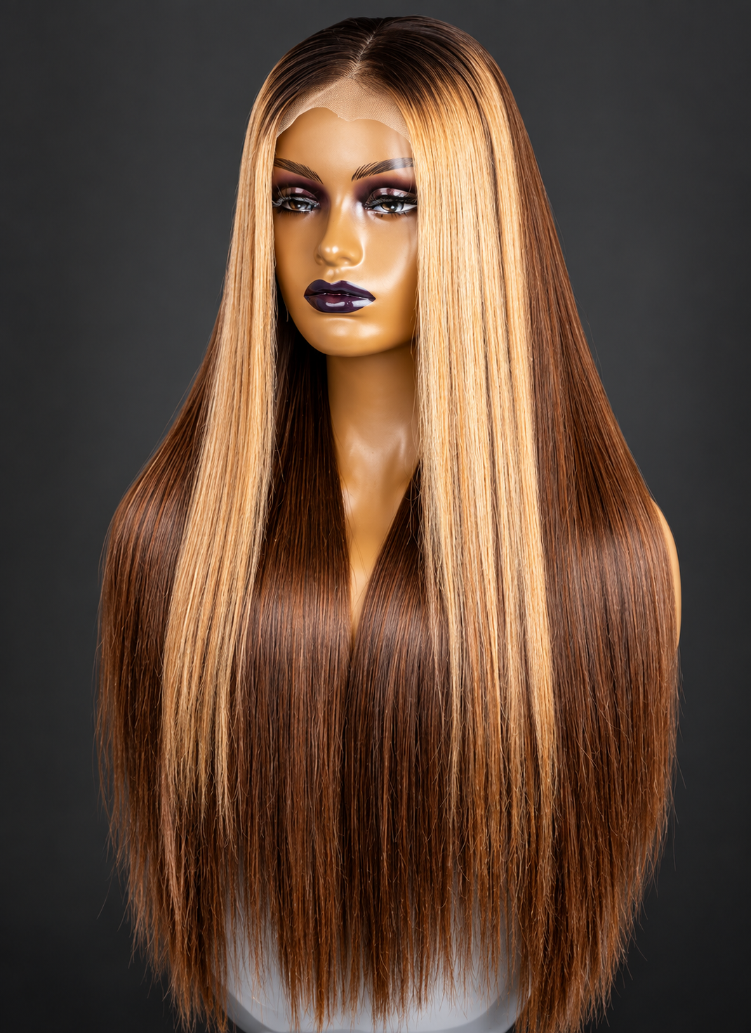 22” highlight bone straight mixed color Wig