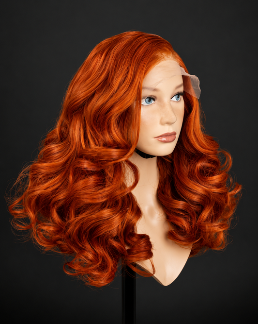 16” orange wavy C-part closure Wig