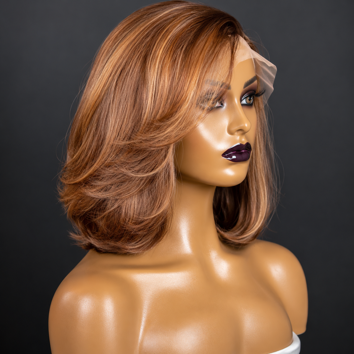 10” layered cut mixed brown C-part Wig