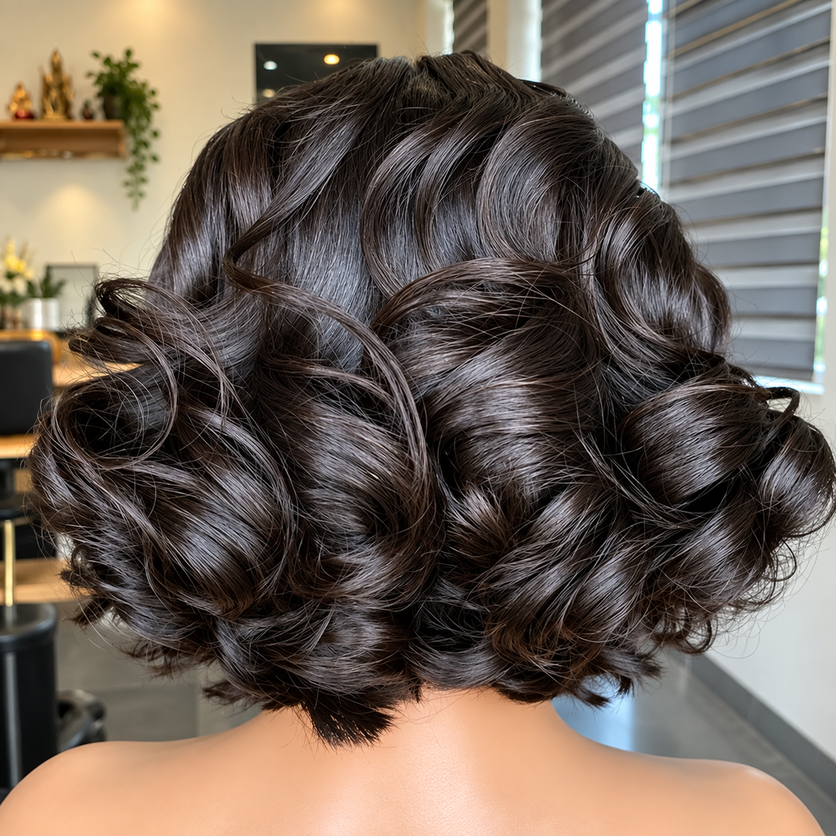 10” Wavy short natural color wig
