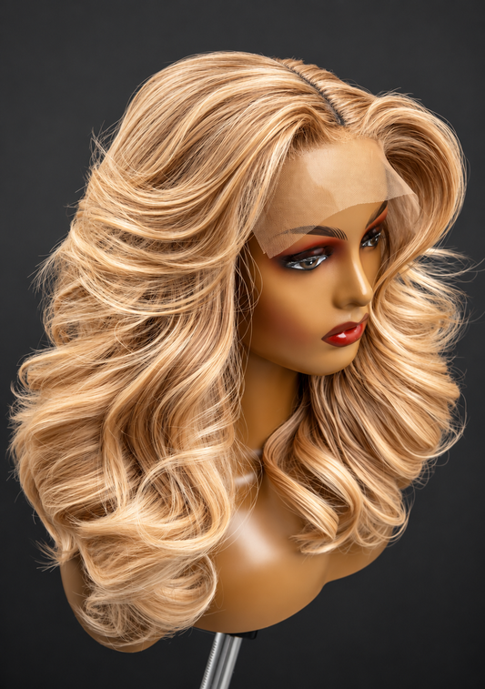 14” blonde wavy closure Wig