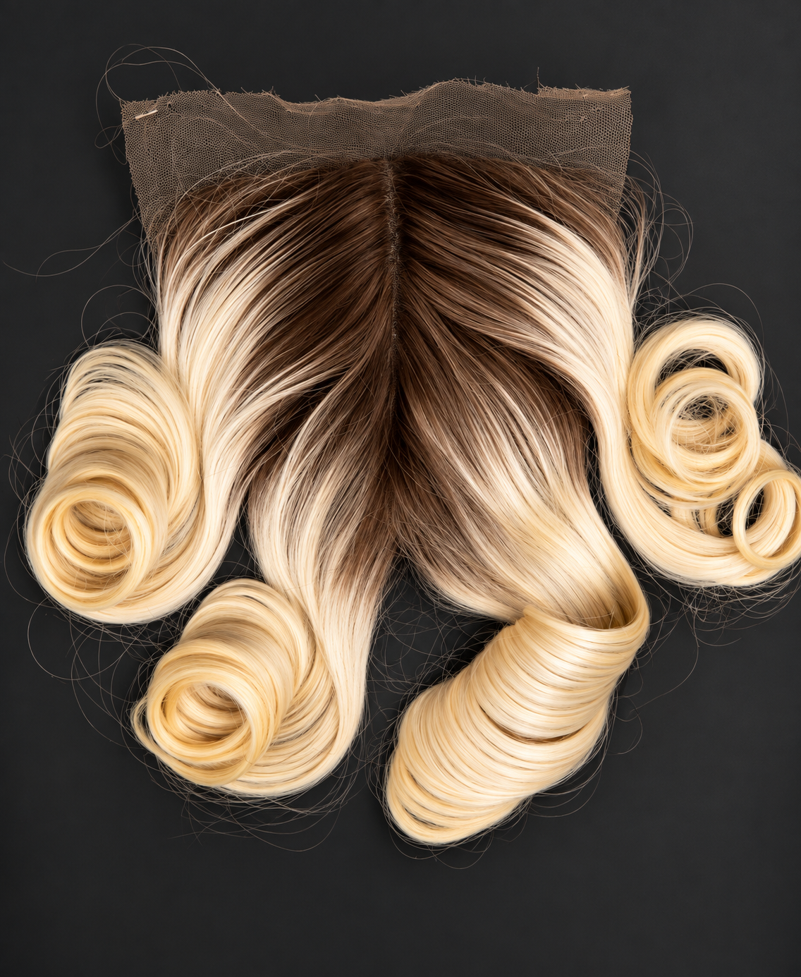 Blonde with dark roots Wavy Single-donor 5×5 transparent Closure