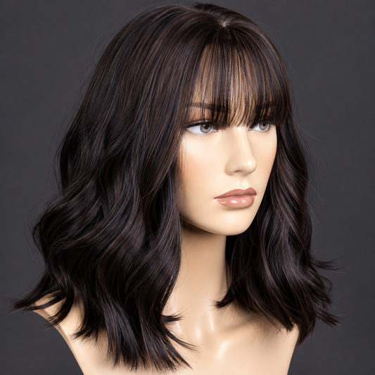 10” 150g silkbase fringe wavy Wig