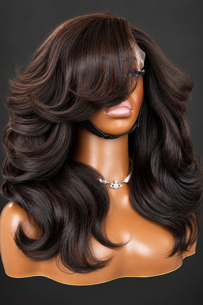 14” yaki layer wavy Double drawn Wig
