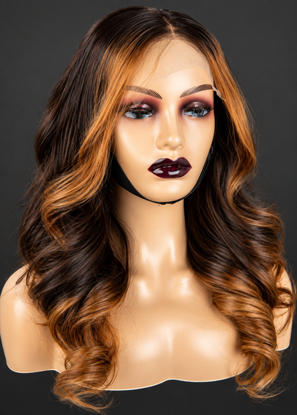 16” brown highlight wavy Single-donor Wig