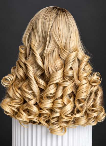 20” blonde bouncy frontal Wig