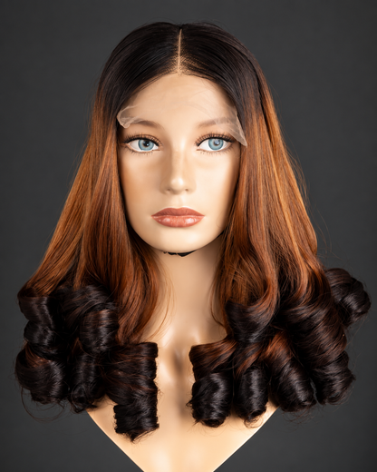 16” mixed brown color bouncy Wig