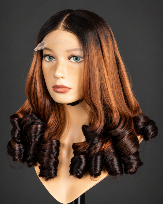 16” mixed brown color bouncy Wig