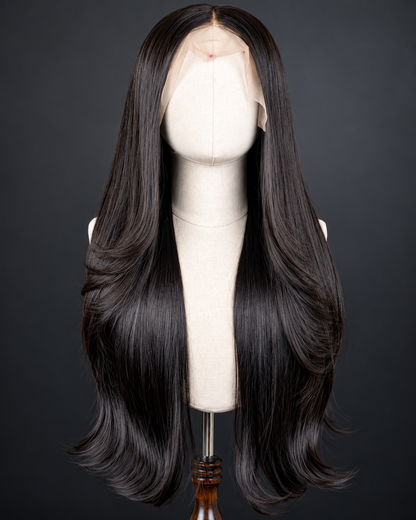 26” layered cut blunt tip 13×6 Frontal Wig