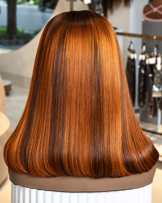 16” Orange piano layered bob cut Wig