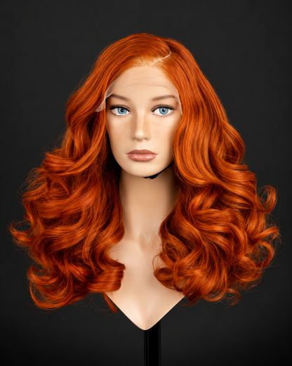 16” orange wavy C-part closure Wig