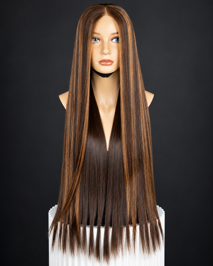 28” piano colored bone straight Wig