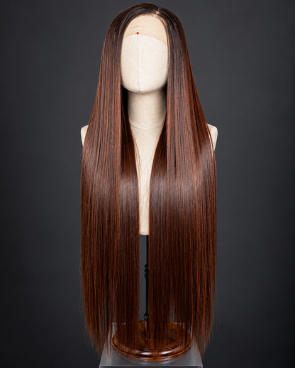 32” brown bone straight 13×6 frontal Wig