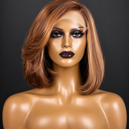 10” layered cut mixed brown C-part Wig