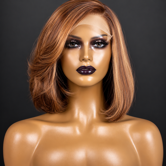10” layered cut mixed brown C-part Wig