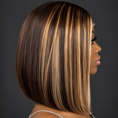 10” mixed length highlight bob Wig
